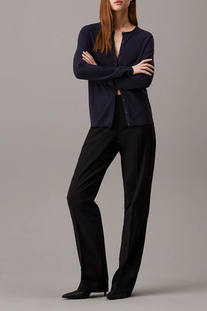 Stretch Wool Slim Straight Ck Black / 42