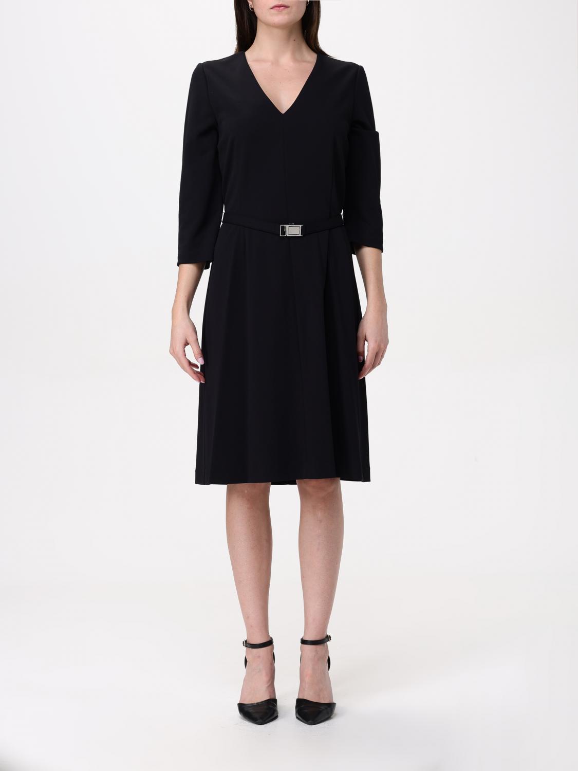 Scuba Crepe Draped Waist Dress Ck Black / 42