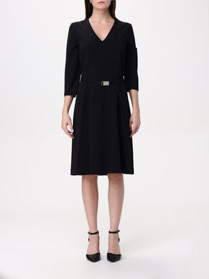 Scuba Crepe Draped Waist Dress Ck Black / 42