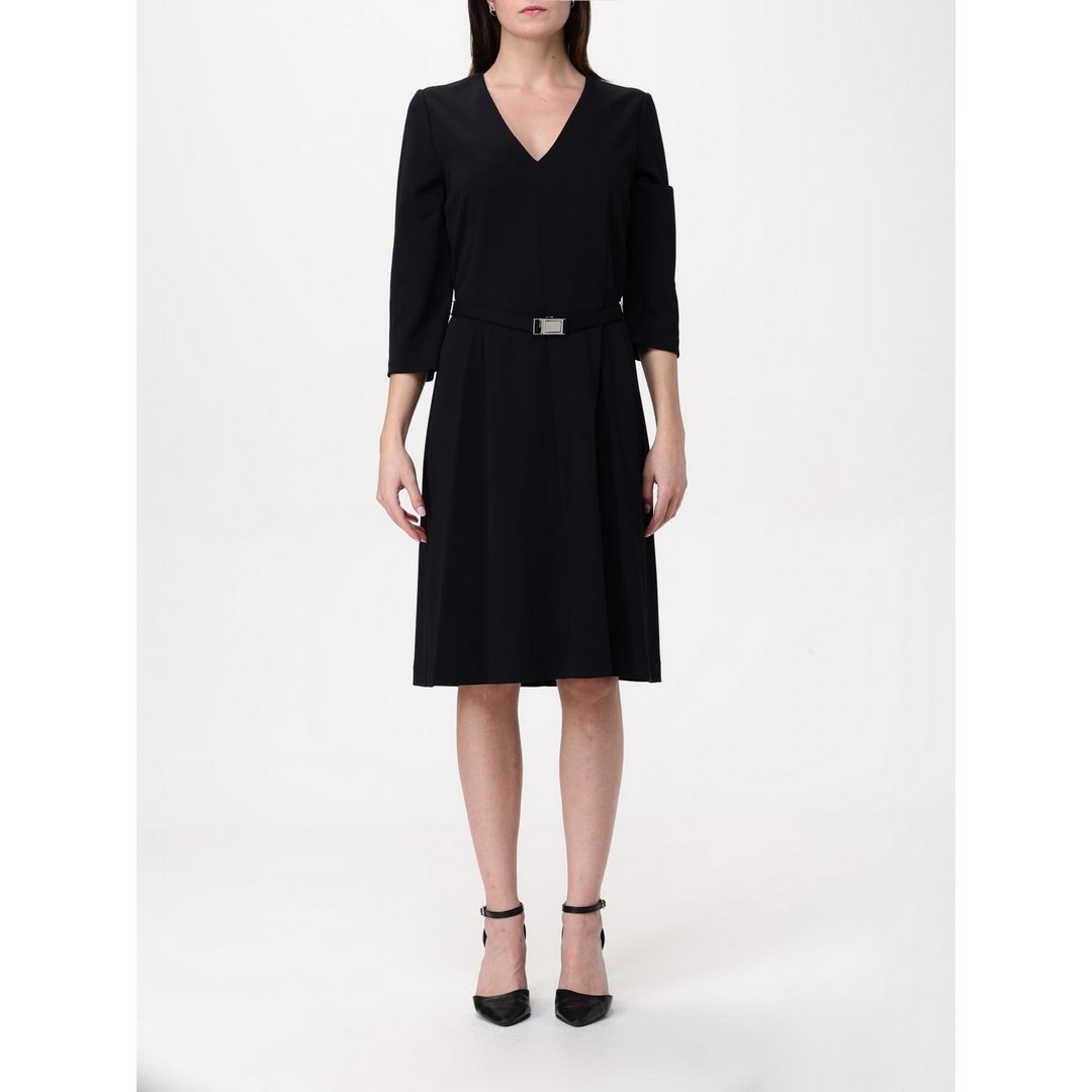 Scuba Crepe Draped Waist Dress Ck Black / 42