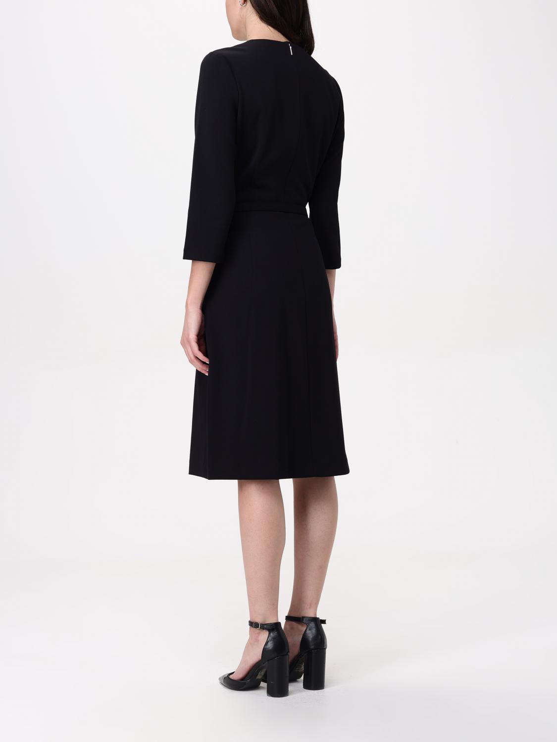 Scuba Crepe Draped Waist Dress Ck Black / 42