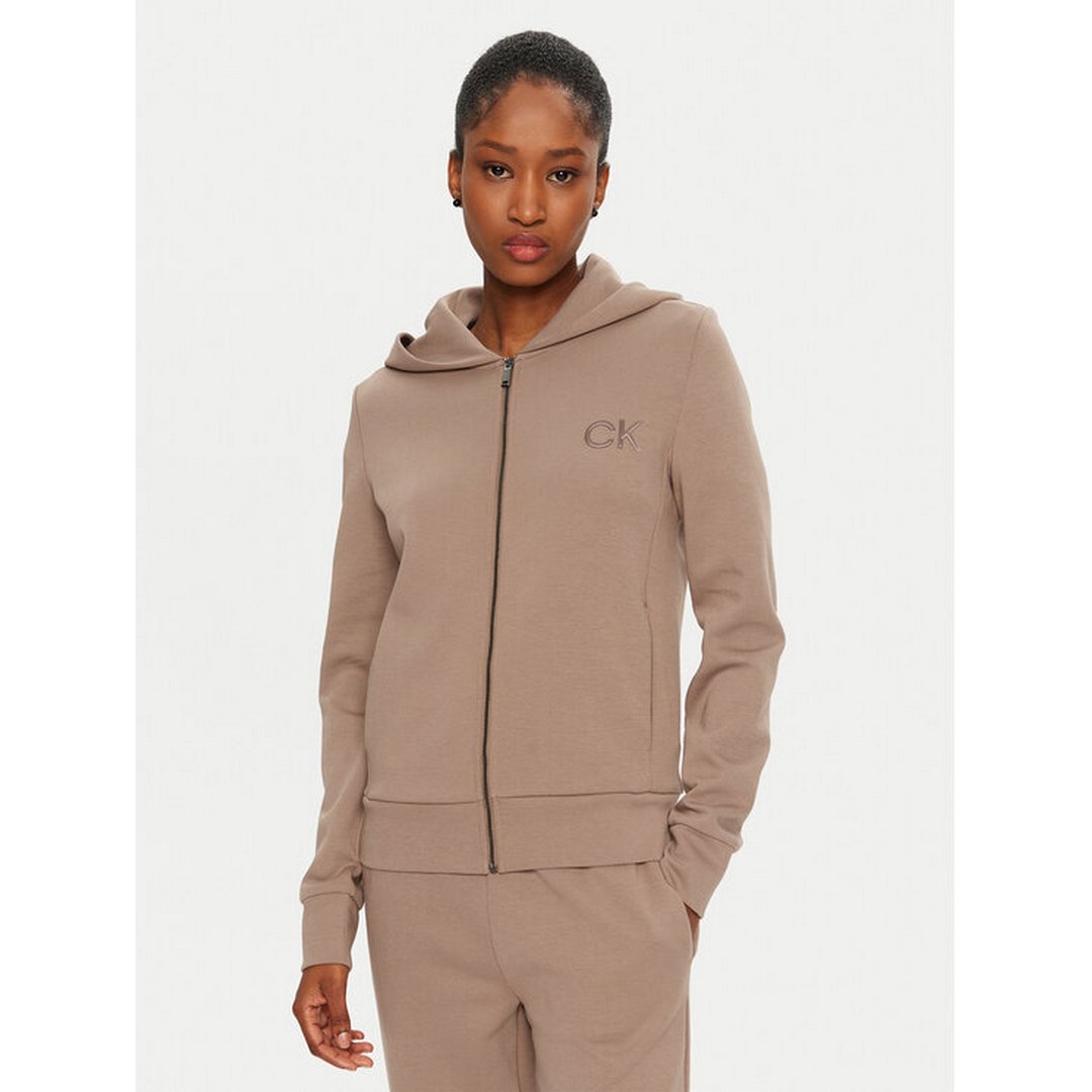 Satin Ck Regular  Zip Hoodie Brownie / L