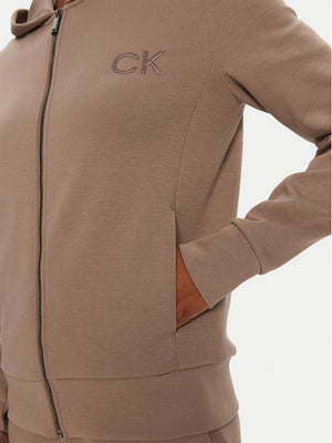 Satin Ck Regular  Zip Hoodie Brownie / L