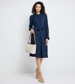 Soft Vis Colarless Shirt Dress Dark Night Navy / 42