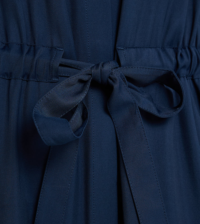 Soft Vis Colarless Shirt Dress Dark Night Navy / 42