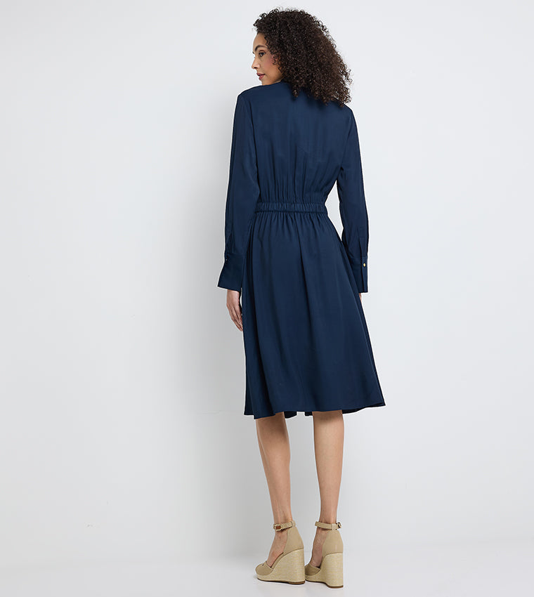 Soft Vis Colarless Shirt Dress Dark Night Navy / 42