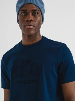 Embossed Hilfiger Crest Tee Night Sky / L