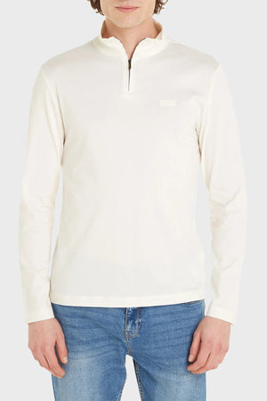 Smooth Cotton Ls Zip Up Bright White / L