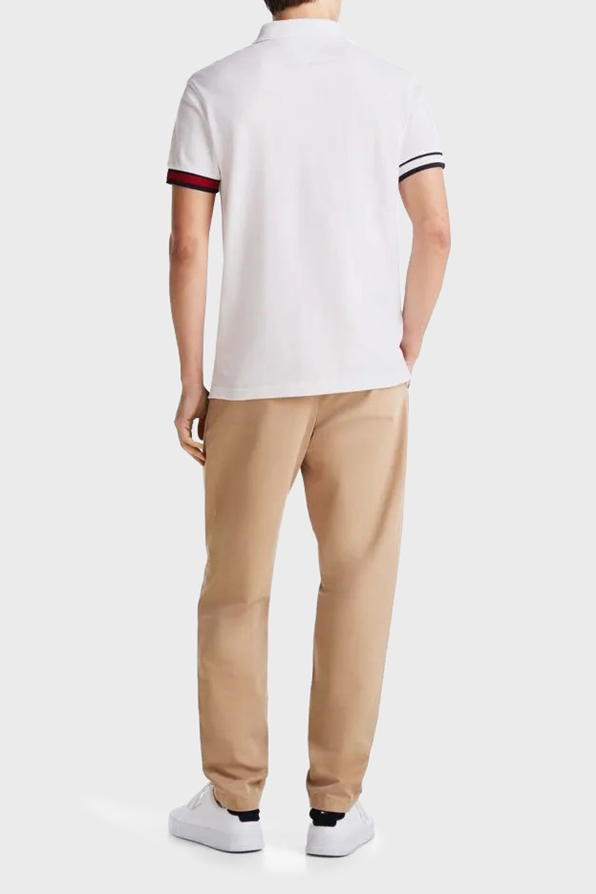 Flag Cuff Slim Polo White / L