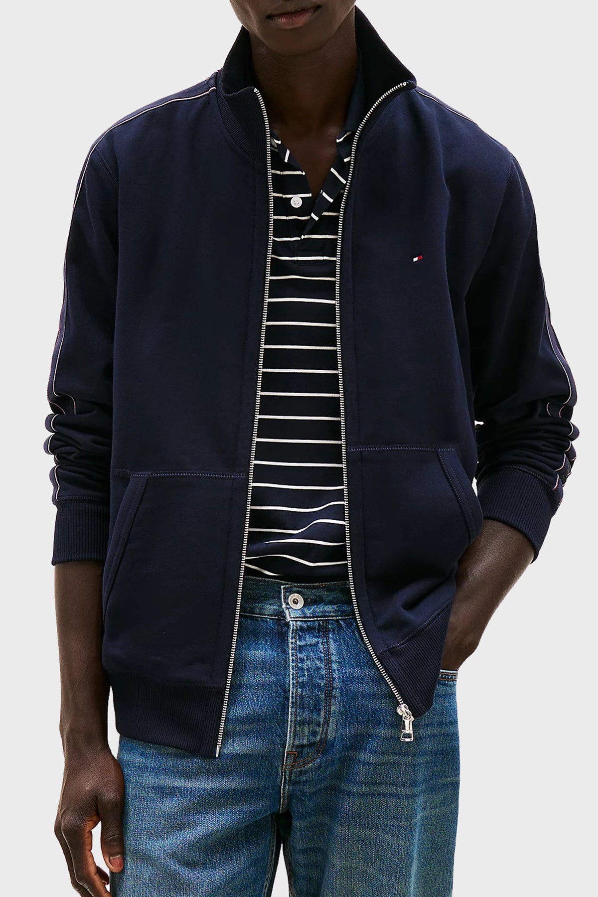 Global Stripe Zt Stand Collar Desert Sky / L