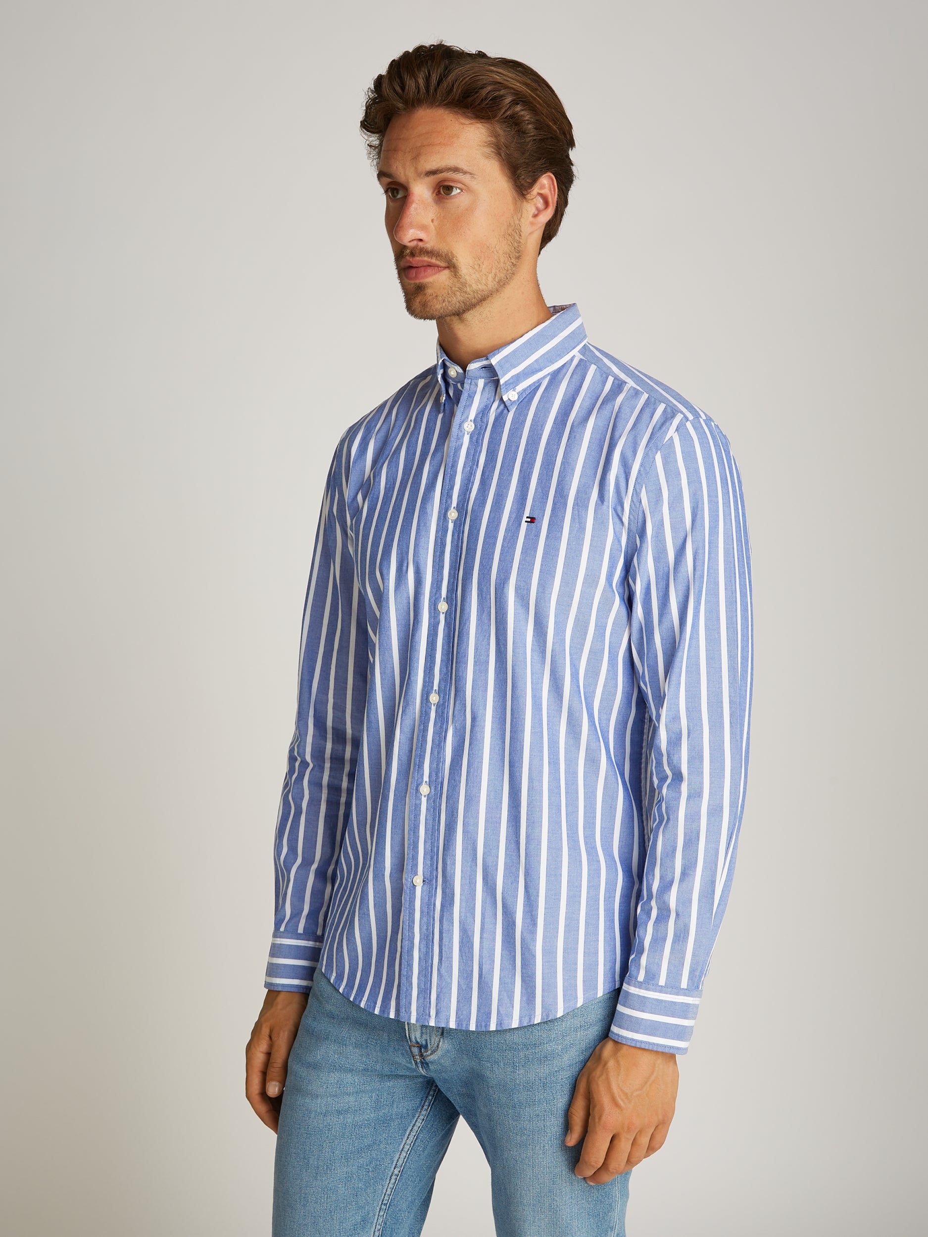 Flex Poplin Nautical Stp Shirt Wedge Blue / Optic White / L