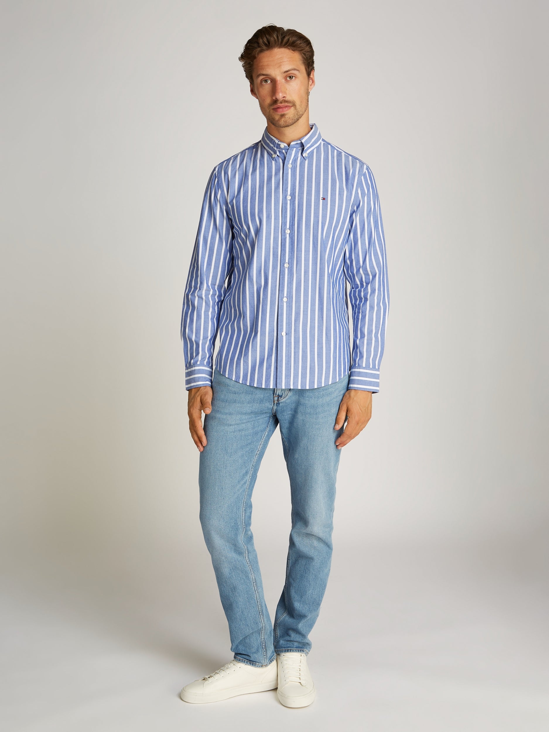 Flex Poplin Nautical Stp Shirt Wedge Blue / Optic White / L