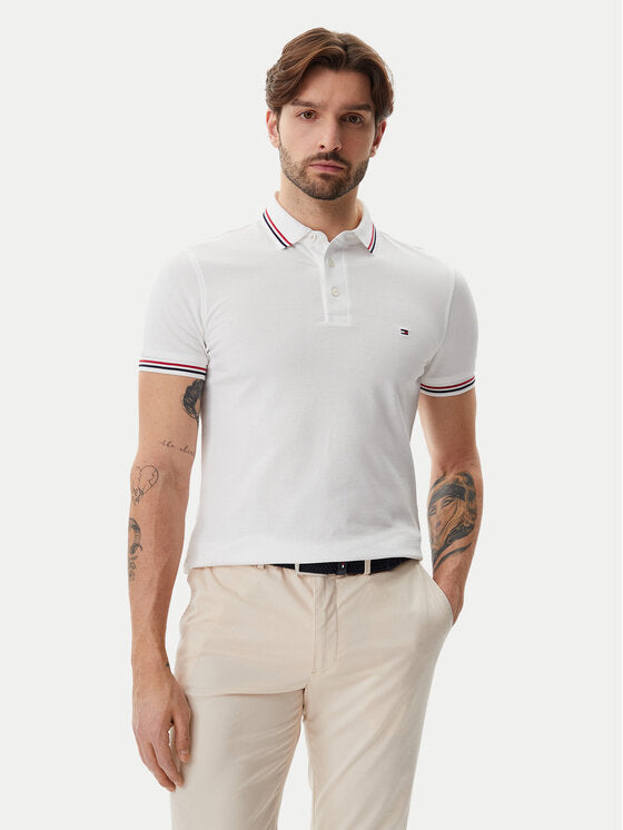 Tipped Slim Fit Polo White / S