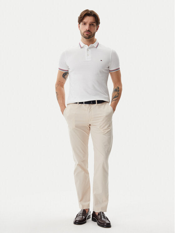 Tipped Slim Fit Polo White / S