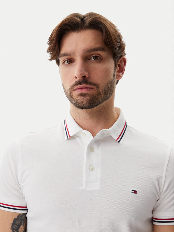 Tipped Slim Fit Polo White / S