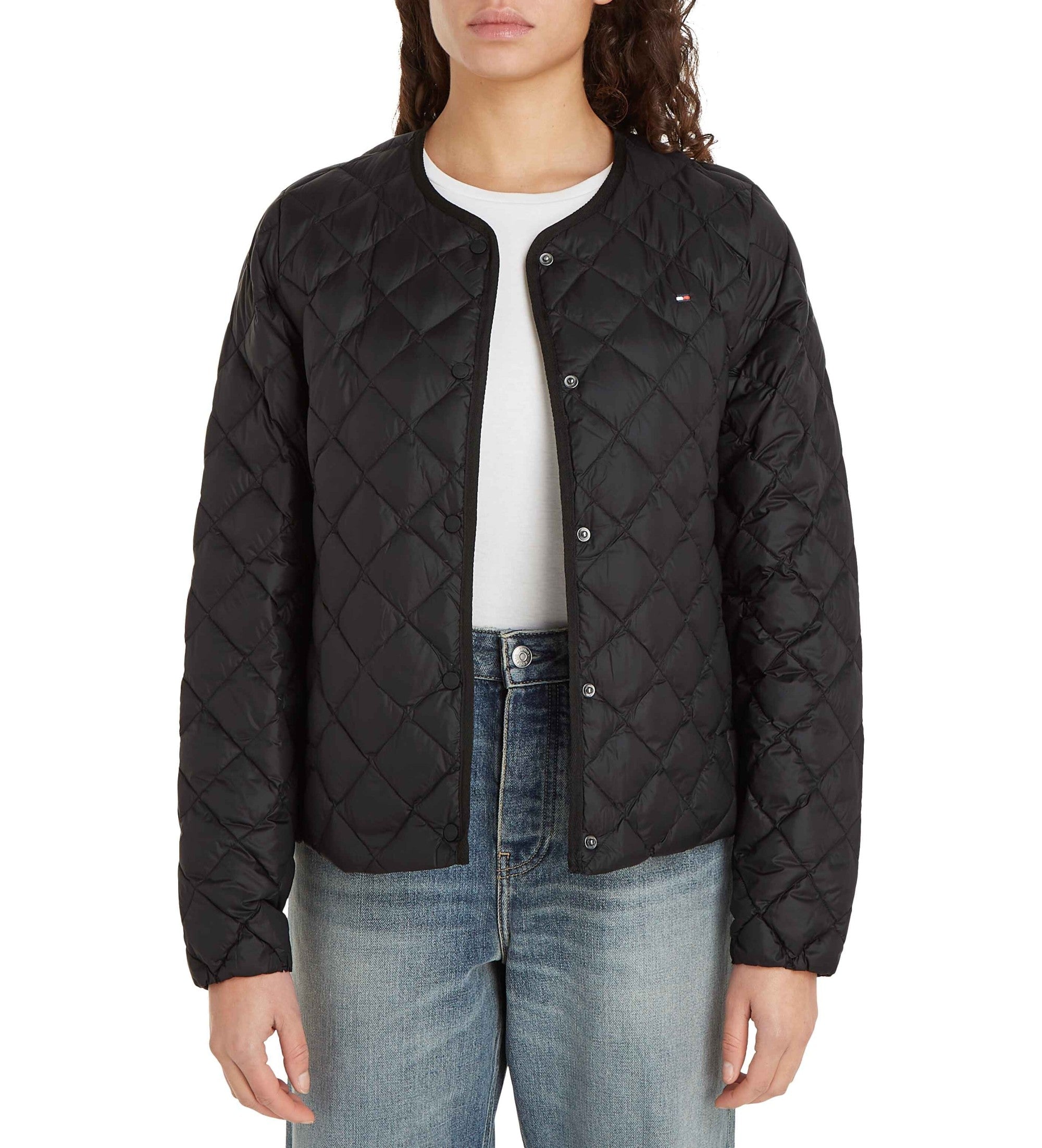 Lw Down Quilted Collarless Jkt Black / L