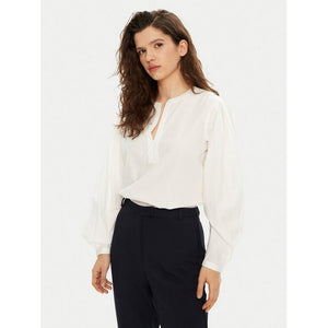 Ess Poplin V Neck Ls Blouse Th Optic White / 42