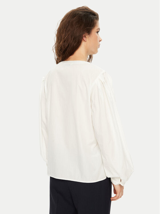 Ess Poplin V Neck Ls Blouse Th Optic White / 42