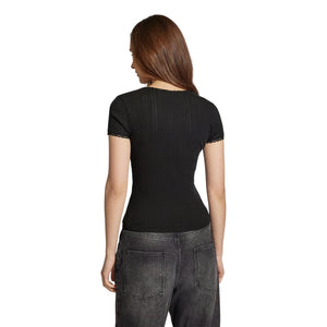 Tjw Slim Pointelle Rib Tee Black / L