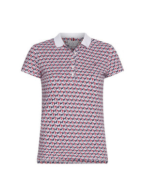 Slim Printed Polo Ss Th Cube Primary Red / L