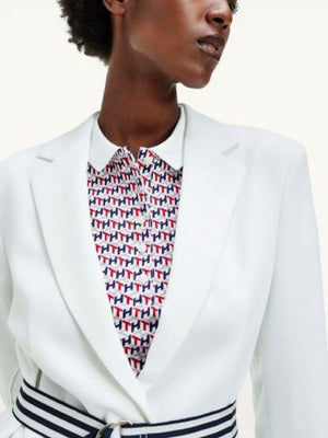 Crepe Belted Blazer Th Optic White / 42