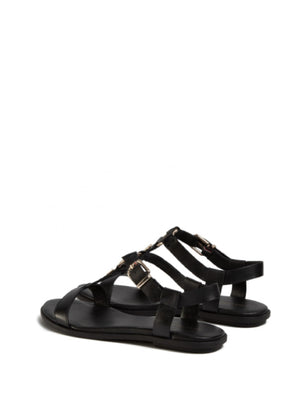 Feminine Leather Flat Sandal Black / 36