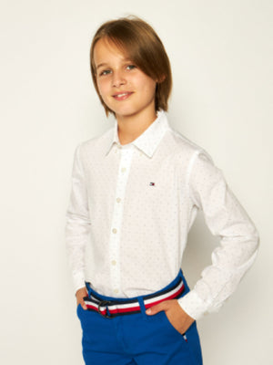 Mini Print Hilfiger Shirt L/S White 658-170 / 14
