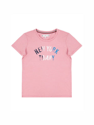Nyc Glitter Foil Print Tee S/S Cashmere Rose / 10