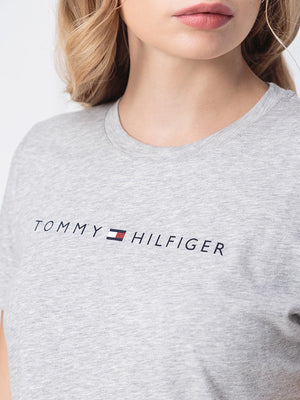 Th Ess Hilfiger Crew Neck Tee Ss LIGHT GREY HTR / L