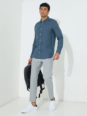 Linen Mini Print Sf Charcoal Blue / Night Blue / L