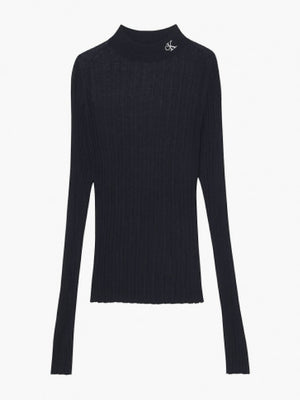 Sheer Yarn Mock Neck Sweater Ck Black / L